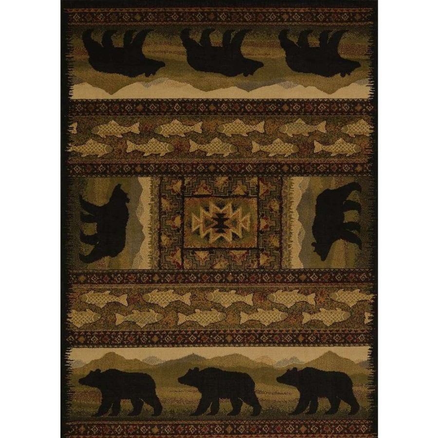 Rugs * | Affinity Black Bears Lodge 7 Ft. 10 In. X 10 Ft. 6 In. Area Rug By United Weavers