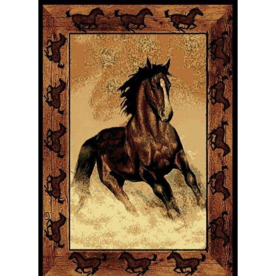 Rugs * | Stallion Border Beige/Black 5 Ft. X 7 Ft. Area Rug By United Weavers