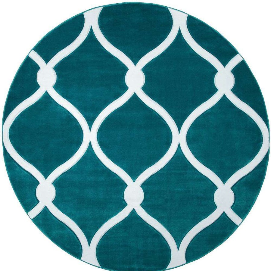 Rugs * | Bristol Rodanthe Turquoise 7 Ft. 10 In. X 7 Ft. 10 In. Round Rug By United Weavers