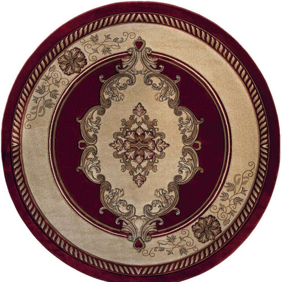 Rugs * | Bristol Fallon Burgundy 7 Ft. 10 In. X 7 Ft. 10 In. Round Rug By United Weavers