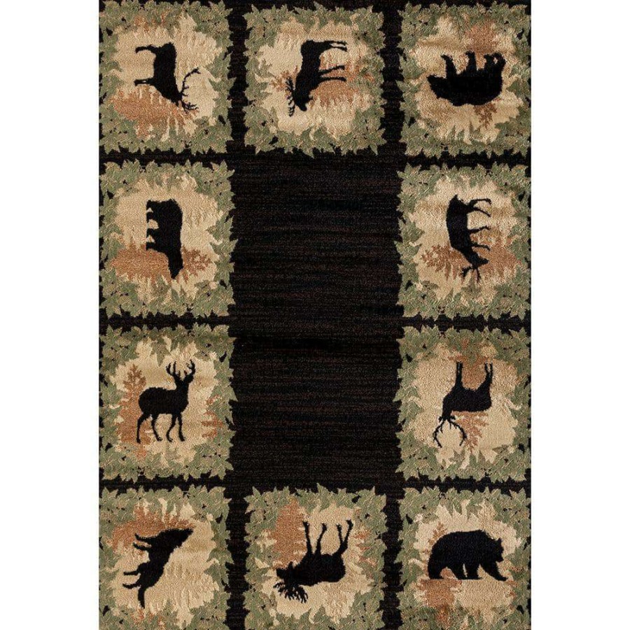 Rugs * | Woodside Woodsman Border Black 2 Ft. X 3 Ft. Area Rug By United Weavers