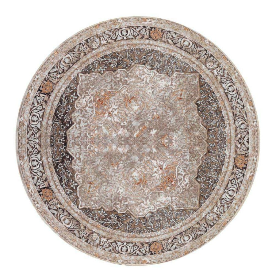 Rugs * | Volos Zoe Taupe 6 Ft. X 6 Ft. Round Rug By United Weavers