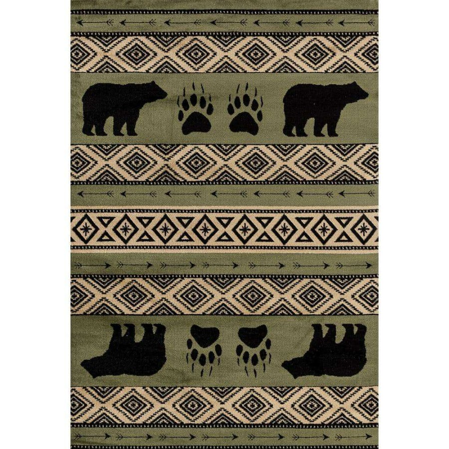 Rugs * | Woodside Bear Imprint Green 5 Ft. X 7 Ft. Area Rug By United Weavers