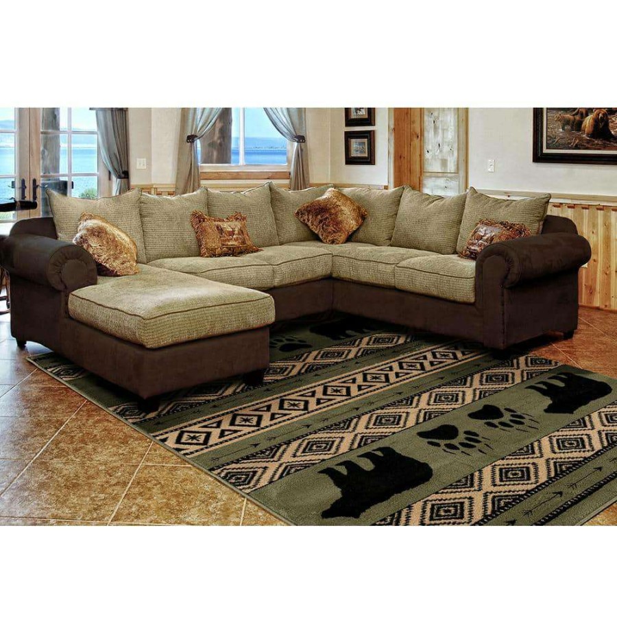 Rugs * | Woodside Bear Imprint Green 5 Ft. X 7 Ft. Area Rug By United Weavers