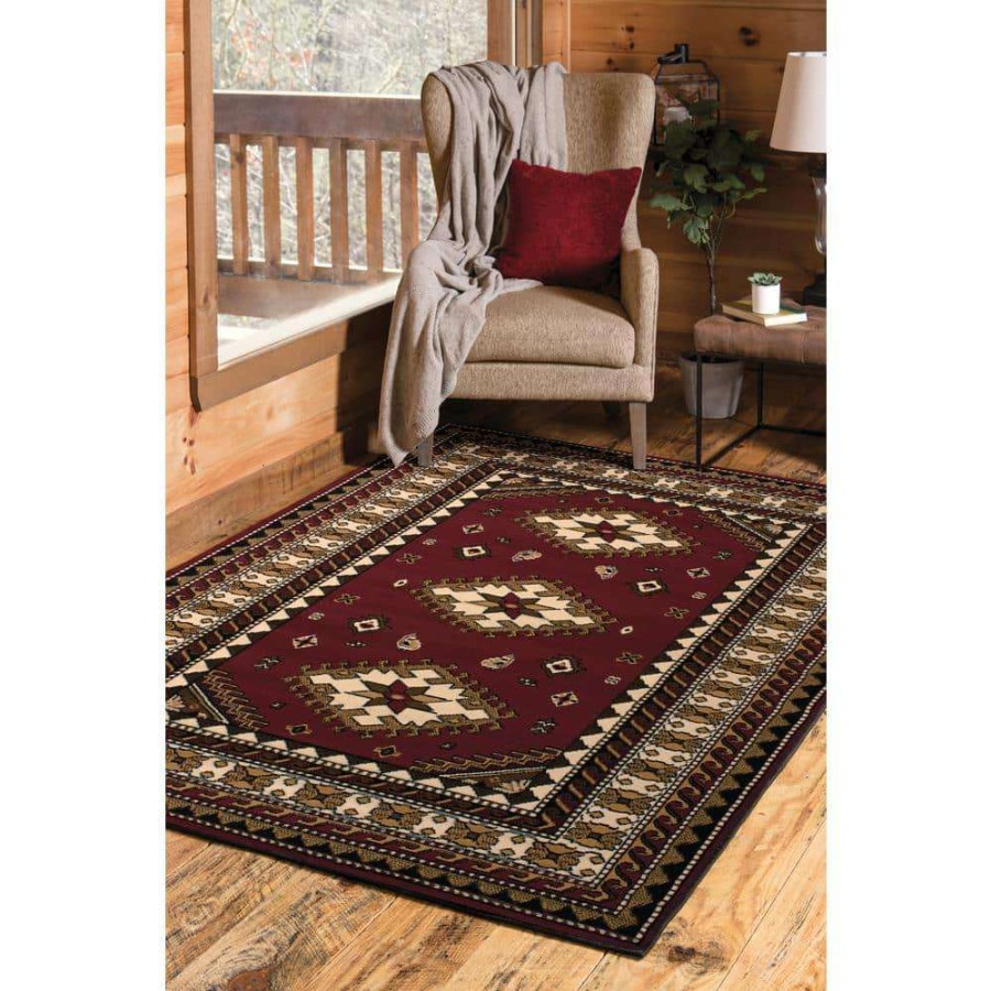 Rugs * | Dallas Tres Burgundy 5 Ft. X 7 Ft. Indoor Area Rug By United Weavers