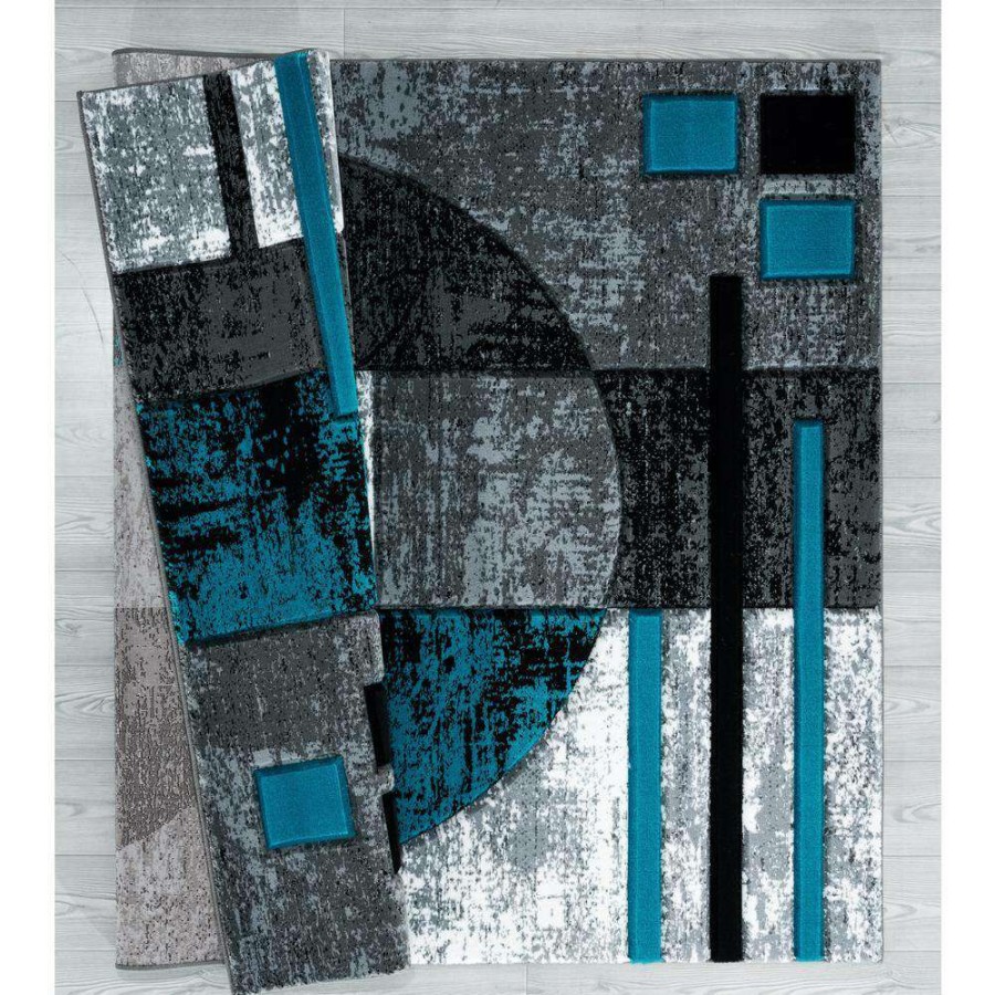 Rugs * | Bristol Epsilon Turquoise 5 Ft. 3 In. X 7 Ft. 6 In. Area Rug By United Weavers