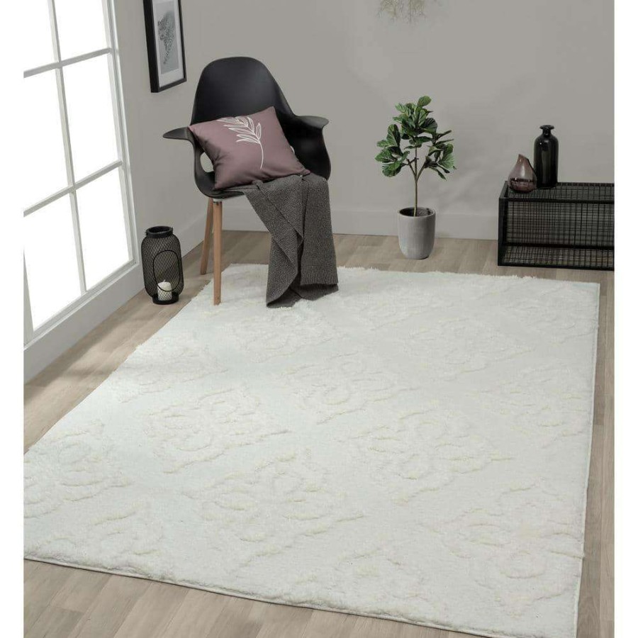 Rugs * | Mellow Hollow White 9 Ft. 8 In. X 13 Ft. 2 In. Area Rug By United Weavers